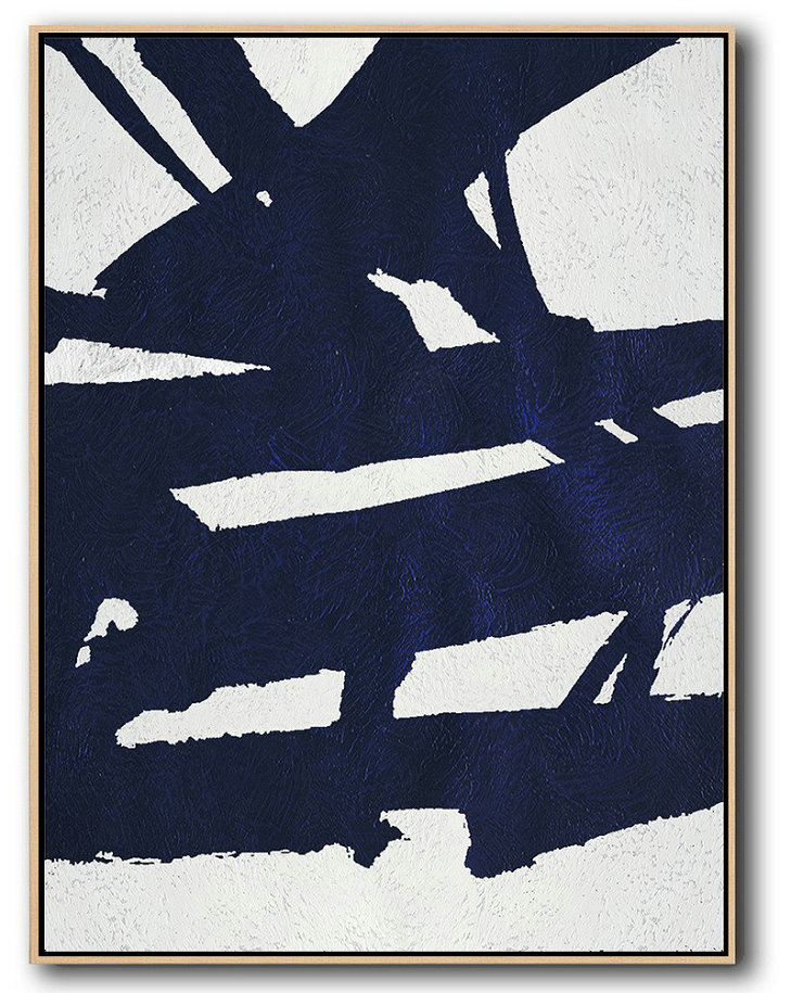 Hand Painted Extra Large Abstract Painting,Buy Hand Painted Navy Blue Abstract Painting Online,Oversized Custom Canvas Art
